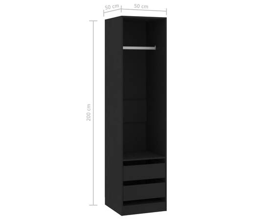 Șifonier cu sertare, negru, 50 x 50 x 200 cm, pal, 6 image
