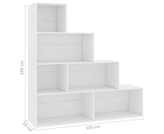 Bibliotecă/separator cameră, alb, 155x24x160 cm, pal, 6 image