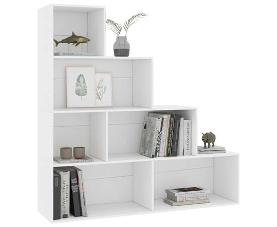 Bibliotecă/separator cameră, alb, 155x24x160 cm, pal, 3 image