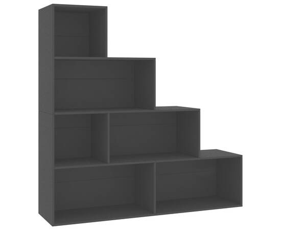 Bibliotecă/separator cameră, negru, 155x24x160 cm, pal, 2 image