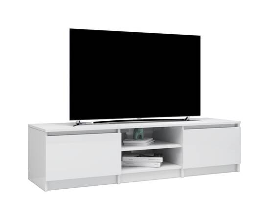 Comodă tv, alb extralucios, 140 x 40 x 35,5 cm, pal, 3 image