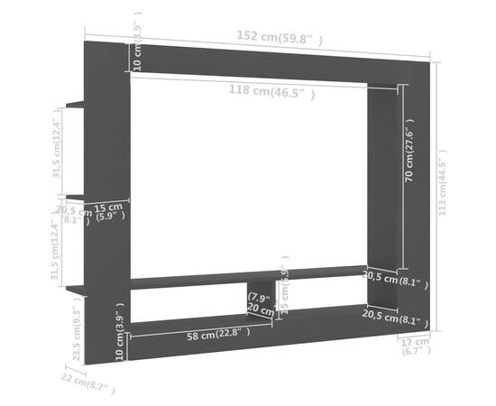 Comodă tv, negru, 152 x 22 x 113 cm, pal, 6 image