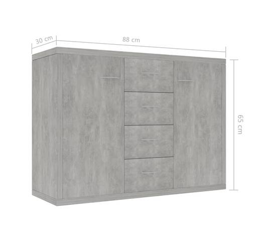 Servantă, gri beton, 88x30x65 cm, pal, 6 image