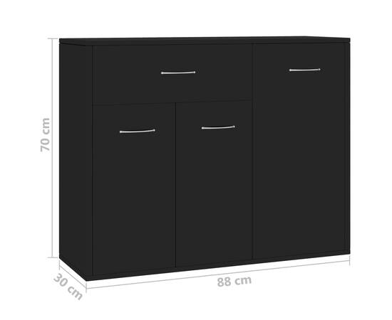Servantă, negru, 88x30x70 cm, pal, 7 image