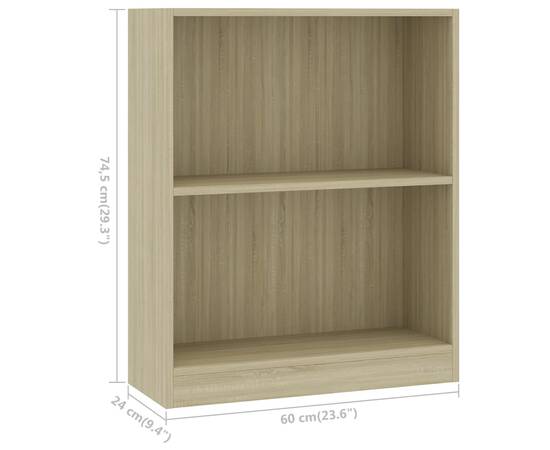 Bibliotecă, stejar sonoma, 60 x 24 x 74,5 cm, pal, 6 image