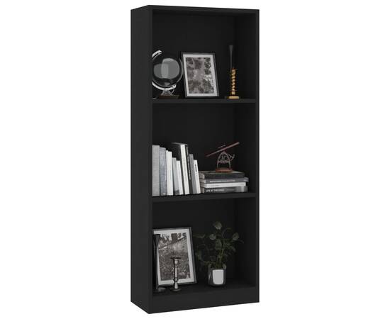 Bibliotecă cu 3 rafturi, negru, 40 x 24 x 108 cm, pal, 3 image