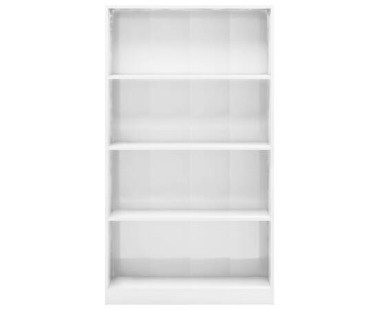 Bibliotecă cu 4 rafturi, alb extralucios, 80 x 24 x 142 cm, pal, 4 image