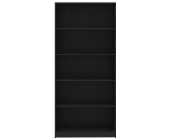Bibliotecă cu 5 rafturi, negru, 80 x 24 x 175 cm, pal, 4 image