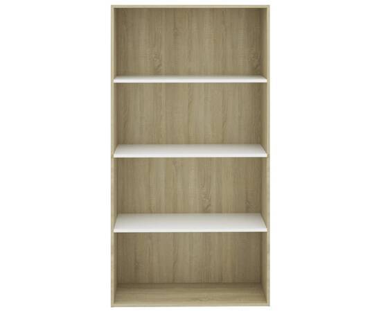 Bibliotecă cu 4 rafturi, alb&stejar sonoma, 80x30x151,5 cm, pal, 4 image