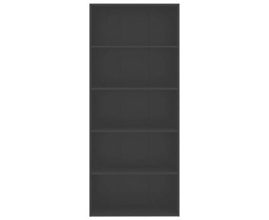 Bibliotecă cu 5 rafturi, negru, 80 x 30 x 189 cm, pal, 4 image
