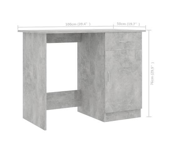 Birou, gri beton, 100 x 50 x 76 cm, pal, 9 image