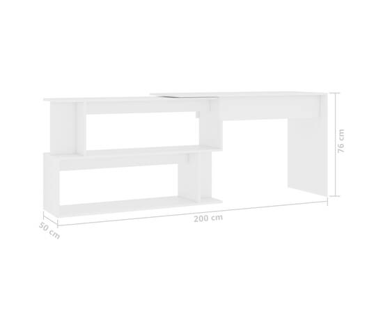 Birou de colț, alb, 200 x 50 x 76 cm, pal, 7 image