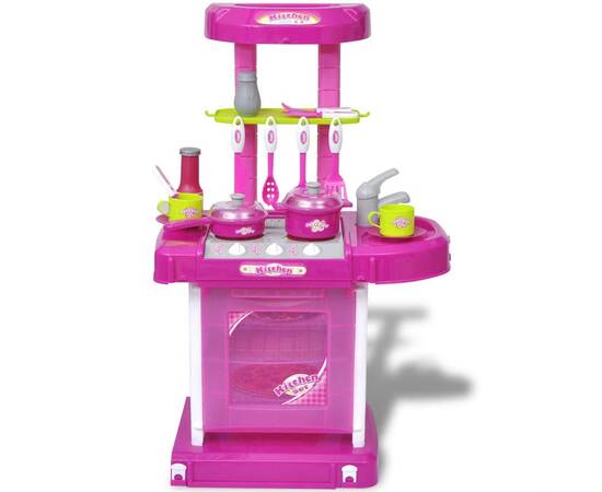 Bucătărie de jucărie pentru copii cu lumini și efecte sonore, roz, 2 image