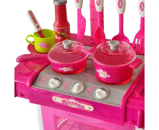 Bucătărie de jucărie pentru copii cu lumini și efecte sonore, roz, 3 image