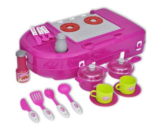 Bucătărie de jucărie pentru copii cu lumini și efecte sonore, roz, 6 image