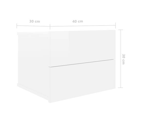 Noptiere, 2 buc., alb extralucios, 40 x 30 x 30 cm, pal, 8 image