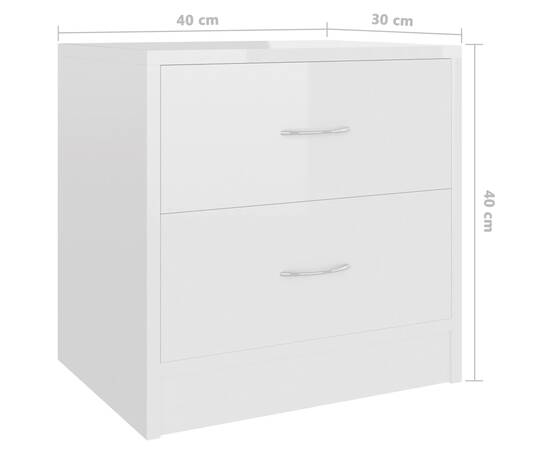 Noptiere, 2 buc., alb extralucios, 40 x 30 x 40 cm, pal, 7 image