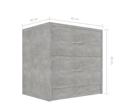 Noptiere, 2 buc., gri beton, 40 x 30 x 40  cm, pal, 7 image