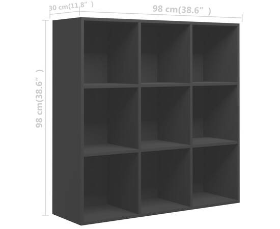 Bibliotecă, negru, 98 x 30 x 98 cm, pal, 6 image