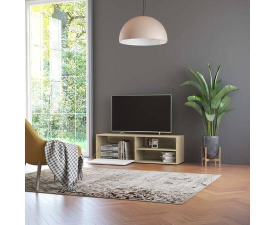 Comodă tv, alb și stejar sonoma, 120 x 34 x 37 cm, pal, 4 image