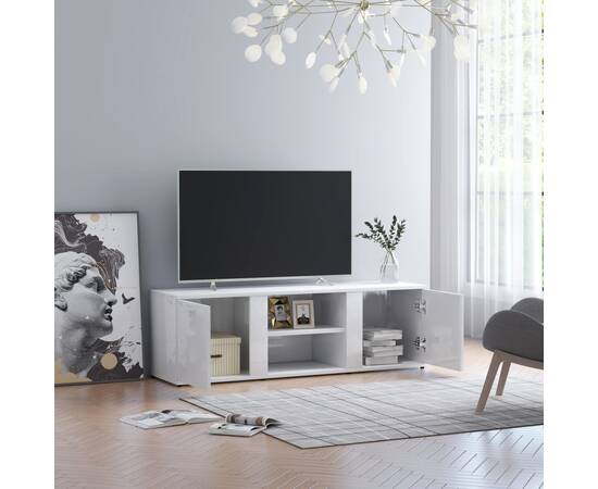 Comodă tv, alb extralucios, 120 x 34 x 37 cm, pal