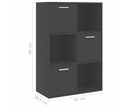 Dulap de depozitare, negru, 60 x 29,5 x 90 cm, pal, 9 image
