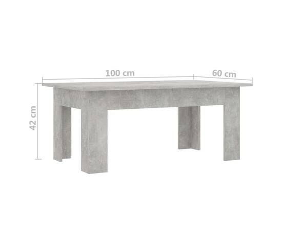 Măsuță de cafea, gri beton, 100 x 60 x 42 cm, pal, 6 image