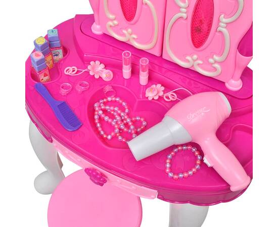Masă de toaletă de jucărie cu 3 oglinzi, camera de joacă, lumină/sunet, 4 image