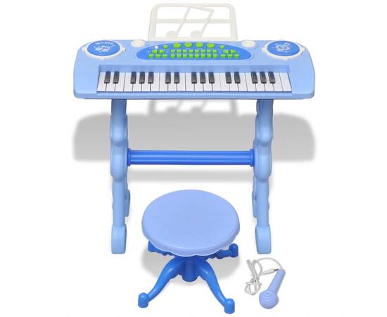 Orgă pentru copii cu scaun/microfon, 37 clape, albastră, 3 image