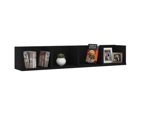 Raft de perete pentru cd-uri, negru, 100 x 18 x 18 cm, pal, 3 image