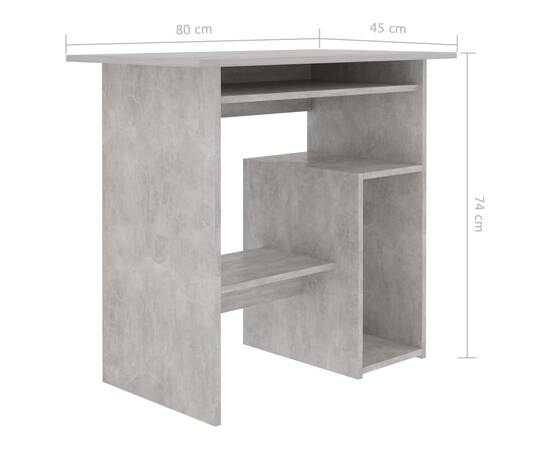 Birou, gri beton, 80 x 45 x 74 cm, pal, 7 image