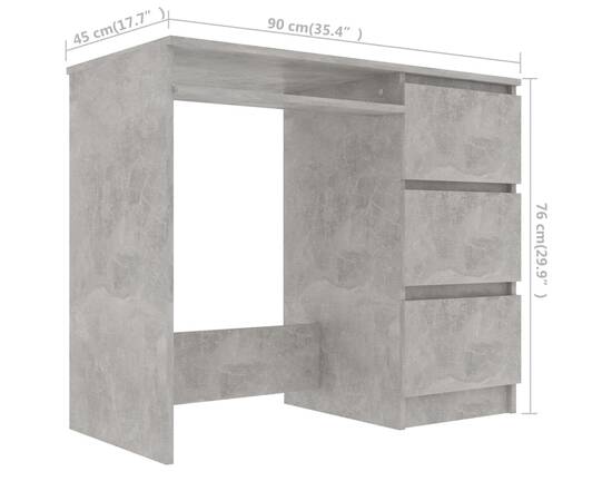 Birou, gri beton, 90 x 45 x 76 cm, pal, 6 image