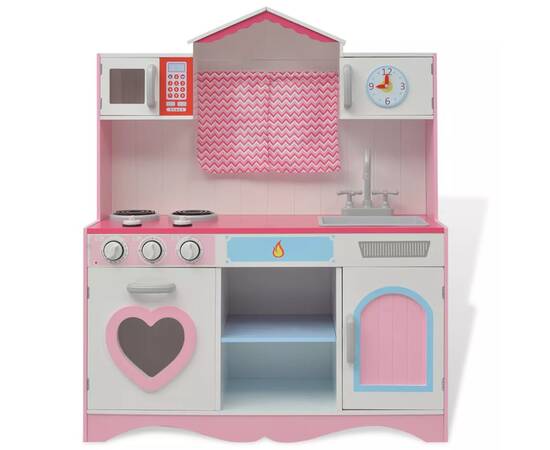 Bucătărie de jucărie din lemn 82 x 30 x 100 cm, roz și alb, 5 image