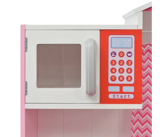 Bucătărie de jucărie din lemn 82 x 30 x 100 cm, roz și alb, 7 image