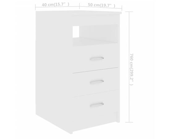 Dulap cu sertare, alb, 40 x 50 x 76 cm, pal, 6 image