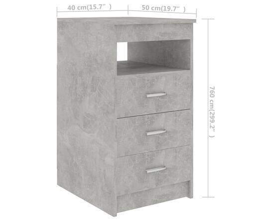 Dulap cu sertare, gri beton, 40 x 50 x 76 cm, pal, 6 image