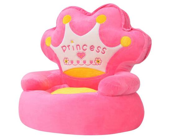 Scaun din pluș pentru copii, princess, roz