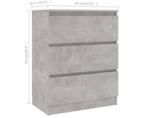 Servantă, gri beton, 60 x 33,5 x 76 cm, pal, 6 image