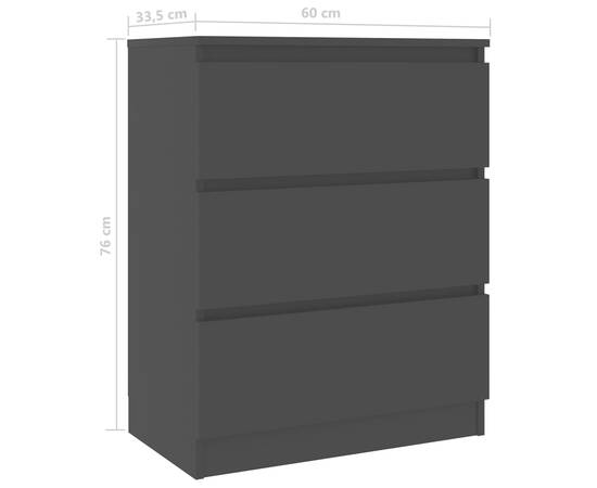 Servantă, negru, 60 x 33,5 x 76 cm, pal, 6 image