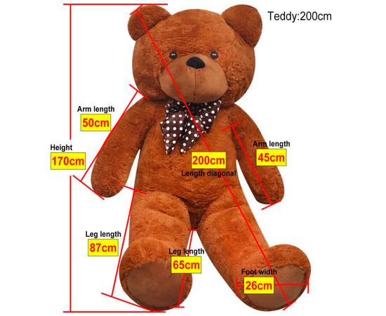 Ursuleț de pluș de jucărie, maro, 170 cm, 5 image
