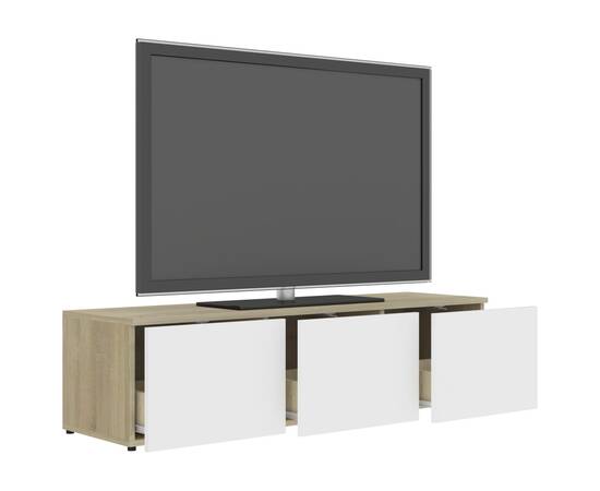 Comodă tv, alb și stejar sonoma, 120 x 34 x 30 cm, pal, 5 image
