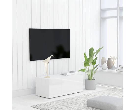 Comodă tv, alb extralucios, 80 x 34 x 30 cm, pal
