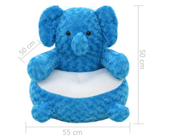Elefant de jucărie, albastru, pluș, 4 image