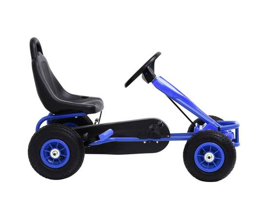 Mașinuță kart cu pedale și roți pneumatice, albastru, 2 image