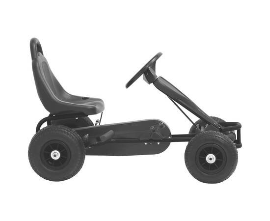 Mașinuță kart cu pedale și roți pneumatice, negru, 2 image