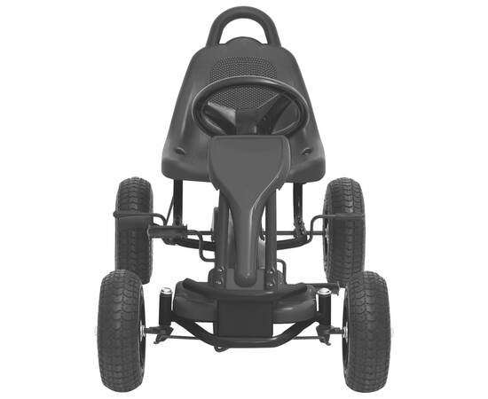 Mașinuță kart cu pedale și roți pneumatice, negru, 3 image