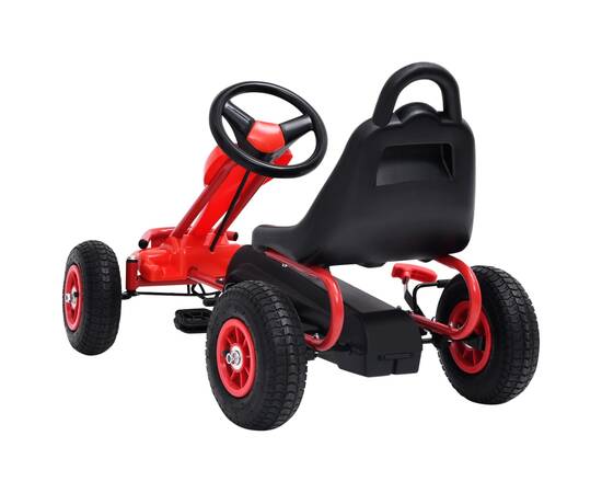 Mașinuță kart cu pedale și roți pneumatice, roșu, 4 image