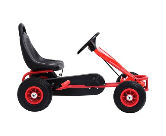 Mașinuță kart cu pedale și roți pneumatice, roșu, 2 image