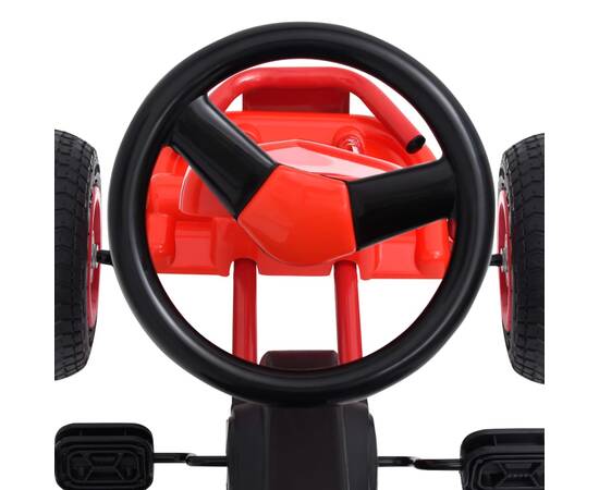 Mașinuță kart cu pedale și roți pneumatice, roșu, 5 image