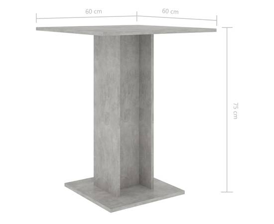 Masă de bistro, gri beton, 60 x 60 x 75 cm, pal, 6 image